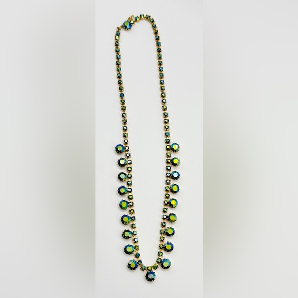 Vintage-Style GT & Blue Aurora Borealis Crystal Rhinestone Necklace by Alexa Rae - Picture 4 of 7